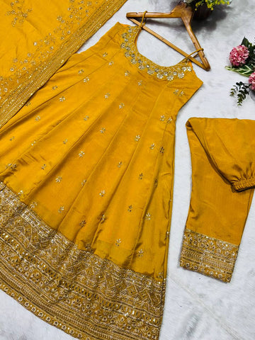 Stylish Embroidered Vichitra Silk Designer Gown