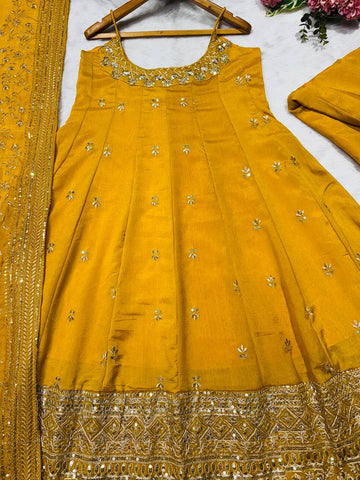 Stylish Embroidered Vichitra Silk Designer Gown