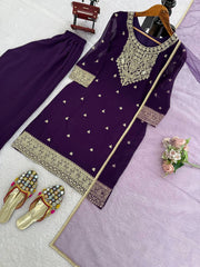 Designer Purple Georgette with Coding Work Sharara Suit