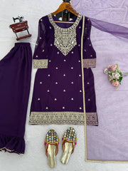Designer Purple Georgette with Coding Work Sharara Suit