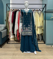 Daisy Blue Georgette Sequence Work Palazzo Suit