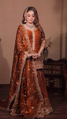 Marvelous Brown Silk Sequence Work Sharara Suit