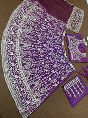 Glorious Red Net With Embroidery Work Lehenga