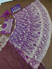 Glorious Red Net With Embroidery Work Lehenga