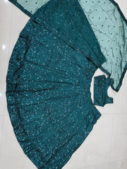 Stylish Green Tapeta Satin Silk Sequence Work Lehenga Choli