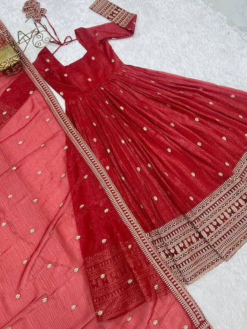Exclusive Red Silk Work Anarkali Gown