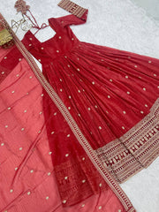 Exclusive Red Silk Work Anarkali Gown