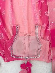 Exclusive Pink Foux Gorgette with Mirror Handwork Anarkali Suit