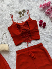 Party Wear Red Color Diamond Work Lehenga