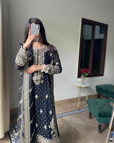 Amazing Black Color Heavy Work Sharara Suit