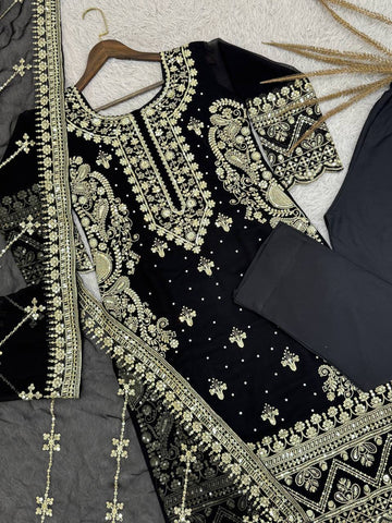 Amazing Black Color Heavy Work Sharara Suit