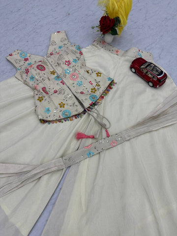 Lovely Cream Pure Tissue With Heavy Embroidery Sharara Suit