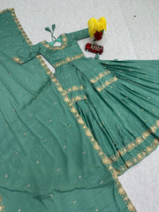 Exclusive Blue Chinon Silk Thread Work Lehenga Choli