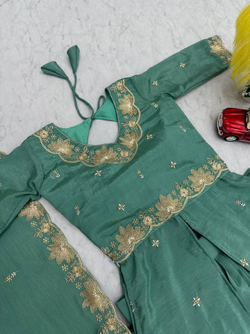 Exclusive Blue Chinon Silk Thread Work Lehenga Choli