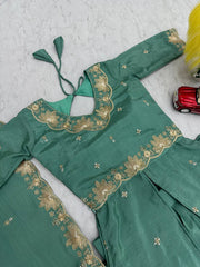 Exclusive Blue Chinon Silk Thread Work Lehenga Choli