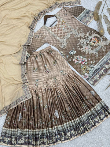 Good Looking Blue Color Digital Print Work Sharara Suit