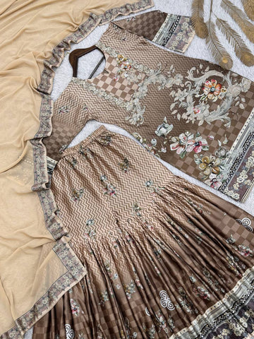 Good Looking Blue Color Digital Print Work Sharara Suit