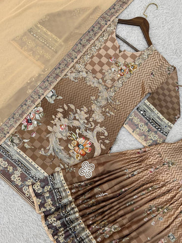 Good Looking Blue Color Digital Print Work Sharara Suit