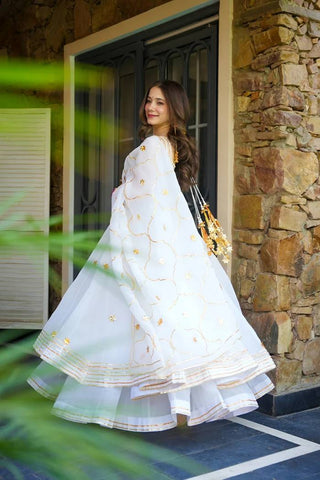 Classic White Faux Georgette with Embroidery Sharara Suit