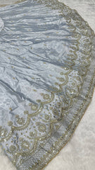Amazing Silver Satin Silk Work Lehenga