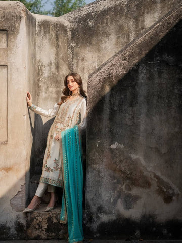 Exclusive White Heavy Embroidery Sharara Suit