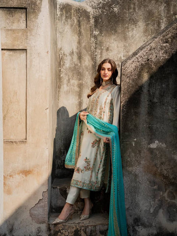 Exclusive White Heavy Embroidery Sharara Suit