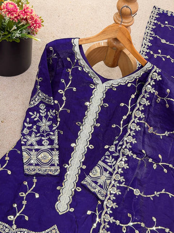 Exclusive Red Pure Fendy Silk Embroidery Work Sharara Suit