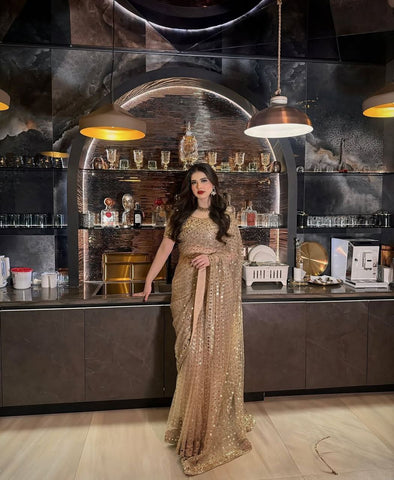 Exclusive Gold Net With Jari Work Saree