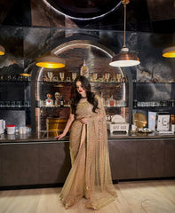 Exclusive Gold Net With Jari Work Saree