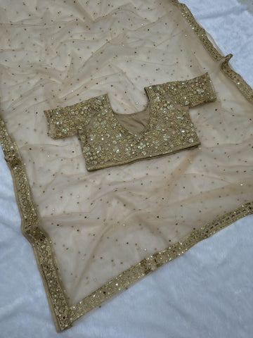 Exclusive Gold Net With Jari Work Saree