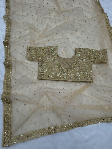 Exclusive Gold Net With Jari Work Saree