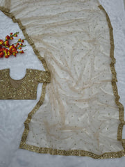 Exclusive Gold Net With Jari Work Saree