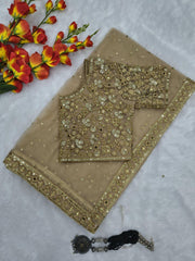 Exclusive Gold Net With Jari Work Saree