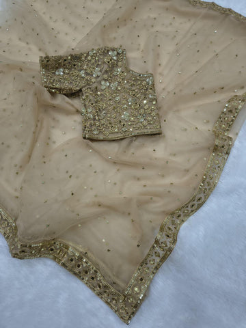 Exclusive Gold Net With Jari Work Saree
