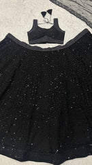 Elegant Black Net Sequins & Zari Work Lehenga Choli