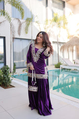 Amazing Velvet with Zari Embroidered Work Palazzo Suit