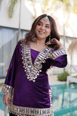 Amazing Velvet with Zari Embroidered Work Palazzo Suit