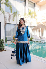Amazing Velvet with Zari Embroidered Work Palazzo Suit