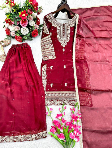 Occasion Wear Sequence Work Sharara Suit