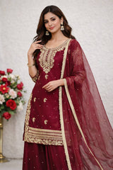 Occasion Wear Sequence Work Sharara Suit