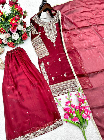 Occasion Wear Sequence Work Sharara Suit