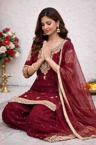 Occasion Wear Sequence Work Sharara Suit