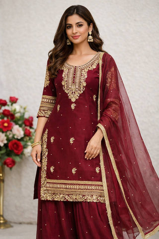 Occasion Wear Sequence Work Sharara Suit