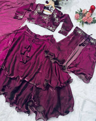 Admiring Festive Wear Embroidery Work Lengha