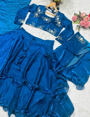 Admiring Festive Wear Embroidery Work Lengha