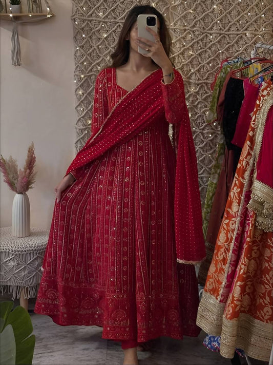 Exclusive Faux Blooming Embroidered Anarkali Suit