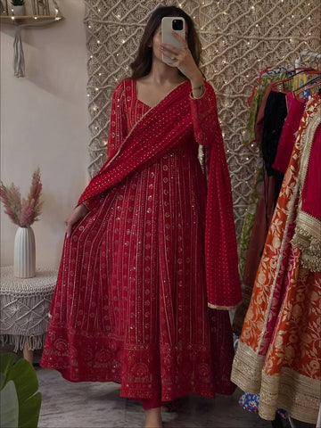 Exclusive Faux Blooming Embroidered Anarkali Suit