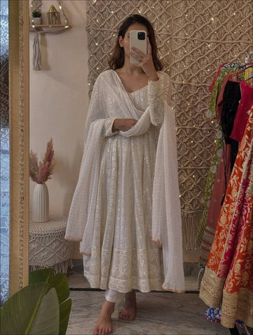 Exclusive Faux Blooming Embroidered Anarkali Suit