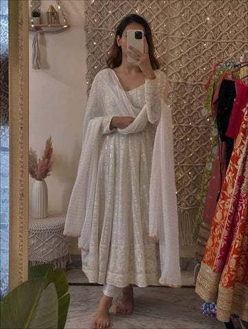 Exclusive Faux Blooming Embroidered Anarkali Suit