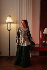 Charming Black Georgette with Sequence Embroidery Kurti Set